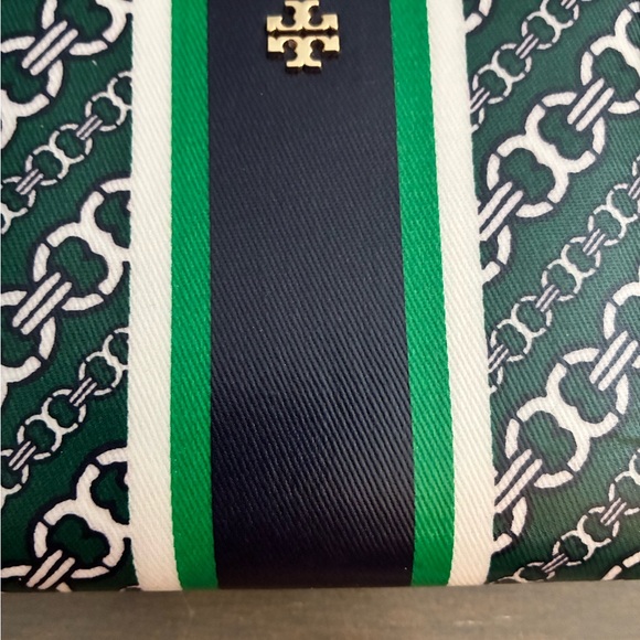 Tory Burch Green and Navy Patterned Wallet New W/O Tags Leather - Picture 2 of 7